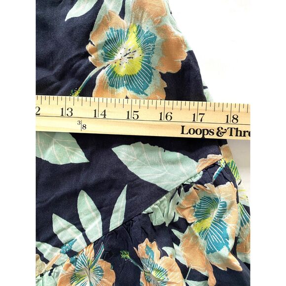 Roxy Face to Love Ruffle Mini Skirt Tropical Leaf Print Flirty Wrap Feminine M - Picture 5 of 11